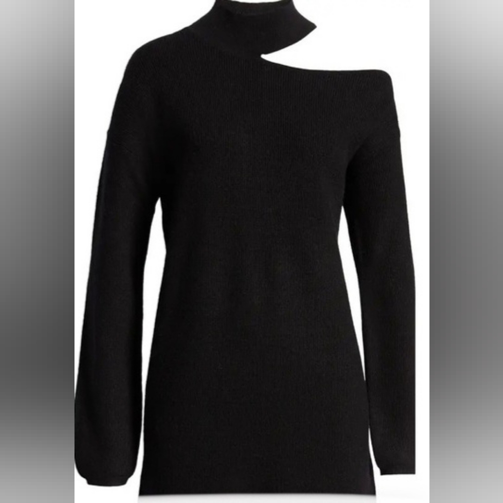 Halogen Ribbed Sweater Dress with Cutout Shoulder
